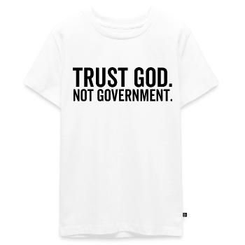 Trust God Not Government - Teenager Premium Organic T-Shirt - white - Front - AI Model Teenager Male light (155cm)