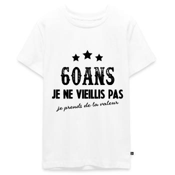 Vieillis pas cadeau anniversaire 60 ans humour - T-shirt Premium bio Ado - blanc - Devant - AI Model Teenager Male light (155cm)