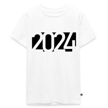 2024 Jahreszahl Datum Zahl Anno Kalenderjahr - Teenager Premium Bio T-Shirt - Weiß - Vorne - AI Model Teenager Male light (155cm)