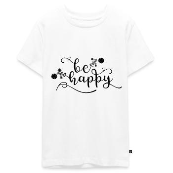 be happy - Teenager Premium Organic T-Shirt - white - Front - AI Model Teenager Male light (155cm)