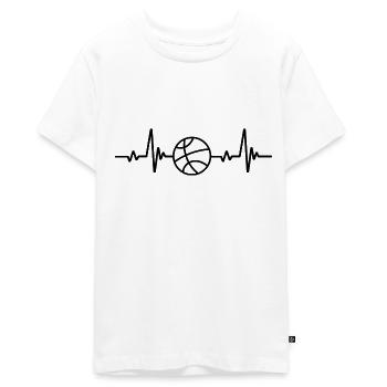 Basketball Herzfrequenz - Teenager Premium Bio T-Shirt - Weiß - Vorne - AI Model Teenager Male light (155cm)