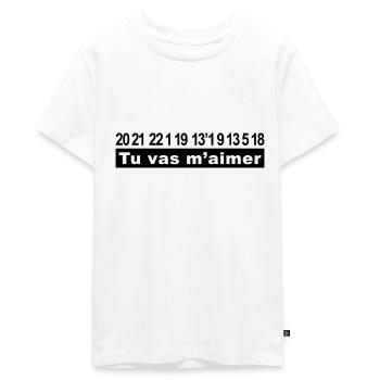 Tu vas m'aimer en chiffres imprimé - T-shirt Premium bio Ado - blanc - Devant - AI Model Teenager Male light (155cm)