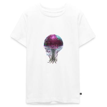 Qualle, Pailletten,glitzer,metallisch,pink - Teenager Premium Bio T-Shirt - Weiß - Vorne - AI Model Teenager Male light (155cm)