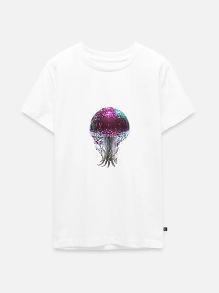 Qualle, Pailletten,glitzer,metallisch,pink - Teenager Premium Bio T-Shirt - Weiß
