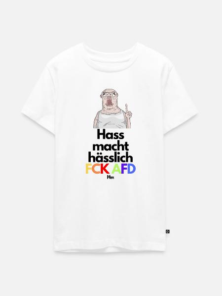 HASS macht HÄSSLICH - Teenager Premium Bio T-Shirt - Weiß
