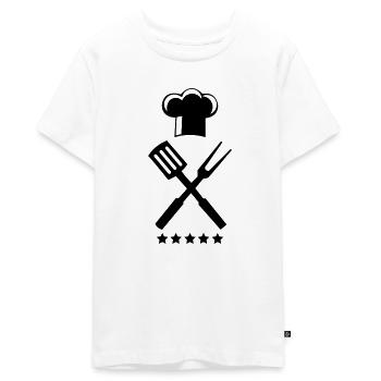 Cuisine couverts 5 étoiles - T-shirt Premium bio Ado - blanc - Devant - AI Model Teenager Male light (155cm)