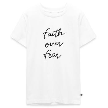 faith over fear - Teenager Premium Bio T-Shirt - Weiß - Vorne - AI Model Teenager Male light (155cm)