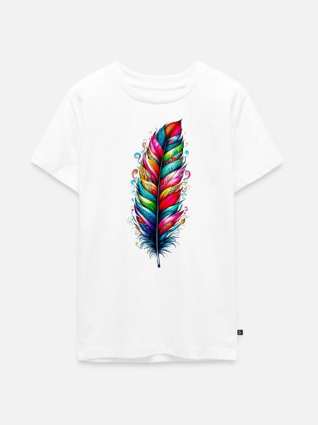 Feder - Teenager Premium Bio T-Shirt - Weiß