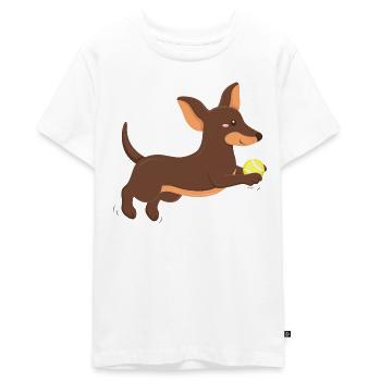 Dackel Welpe - Teenager Premium Bio T-Shirt - Weiß - Vorne - AI Model Teenager Male light (155cm)