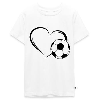 Football love heart - Teenager Premium Organic T-Shirt - white - Front - AI Model Teenager Male light (155cm)