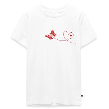 Butterfly with heart, Valentine's Day, birthday - Teenager Premium Organic T-Shirt - white - Front - AI Model Teenager Male light (155cm)