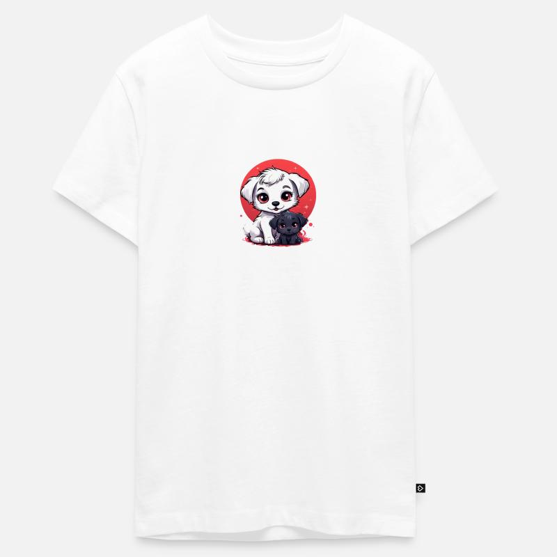 Deux petits chiots - T-shirt Premium bio Ado - blanc