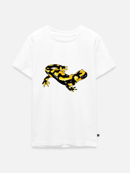 Feuersalamander Echte Salamander Feuermolch Lurch - Teenager Premium Bio T-Shirt - Weiß