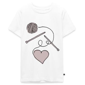 Knitting Funny Knitting Needle Row Of Mesh - Teenager Premium Organic T-Shirt - white - Front - AI Model Teenager Male light (155cm)