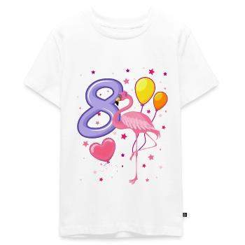 8. Geburtstag Mädchen Flamingo Ich Bin 8 Jahre - Teenager Premium Bio T-Shirt - Weiß - Vorne - AI Model Teenager Male light (155cm)