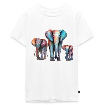 Aquarelle éléphants autonome - T-shirt Premium bio Ado - blanc - Devant - AI Model Teenager Male light (155cm)
