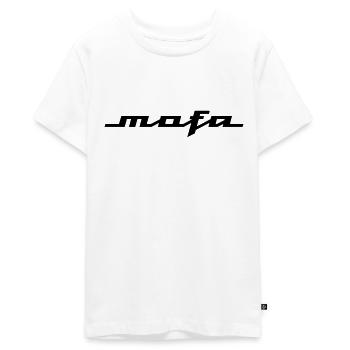 Moped Logo Parody (v2) - Teenager Premium Organic T-Shirt - white - Front - AI Model Teenager Male light (155cm)