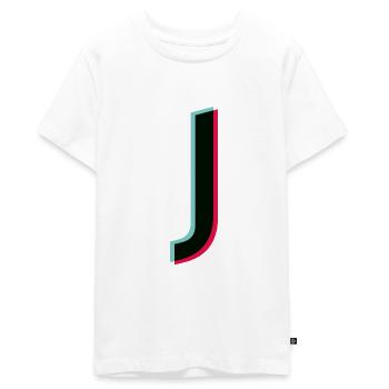 J - Buchstabe - J - Teenager Premium Bio T-Shirt - Weiß - Vorne - AI Model Teenager Male light (155cm)