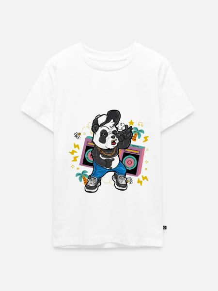 HipHop Panda - Teenager Premium Bio T-Shirt - Weiß