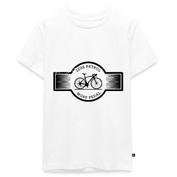 Less Petrol More Pedal Badge RoB - Premium Shi - Teenager Premium Organic T-Shirt - white - Front - AI Model Teenager Male light (155cm)