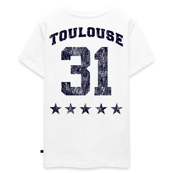 Toulouse 31, 5 étoiles Vintage. - T-shirt Premium bio Ado - blanc - Dos - AI Model Teenager Male light (155cm)