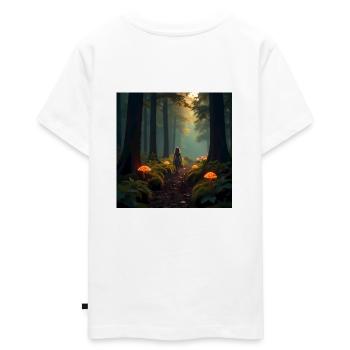 The Glowing Path – Into the Enchanted Forest - T-shirt Premium bio Ado - blanc - Dos - AI Model Teenager Male light (155cm)