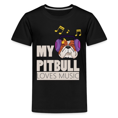 Pitbull loves music - Teenage Premium T-Shirt