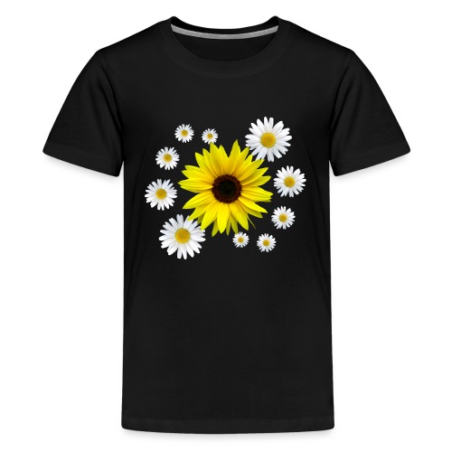 Sonnenblume mit Margeriten Blüten, floral, Blume - Teenager Premium T-Shirt