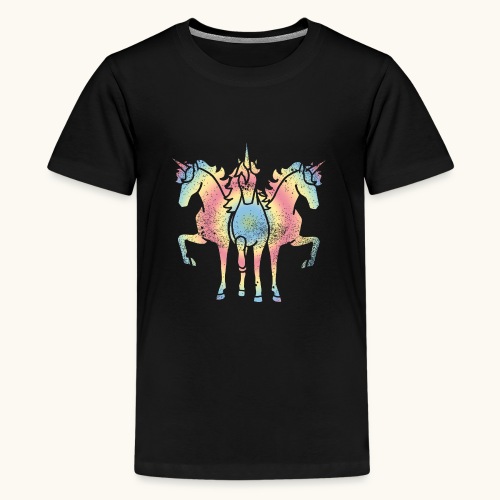 Jednorożec trojka tęcza grunge zabawny prezent - Koszulka młodzieżowa Premium