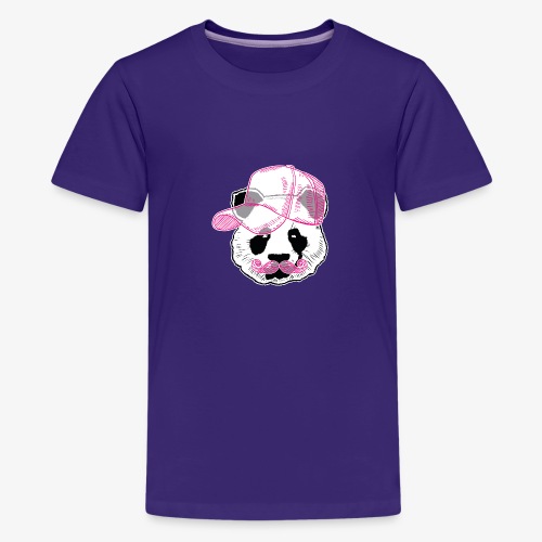 Panda - Pink - Cap - Mustache - Teenager Premium T-Shirt