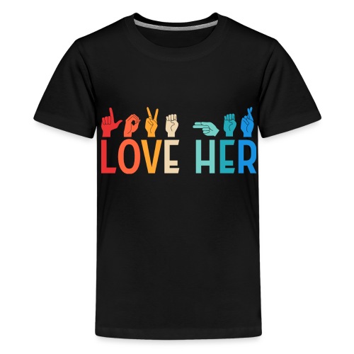 Ich liebe Sie - I love her - Partnerlook - Gebärde - Teenager Premium T-Shirt