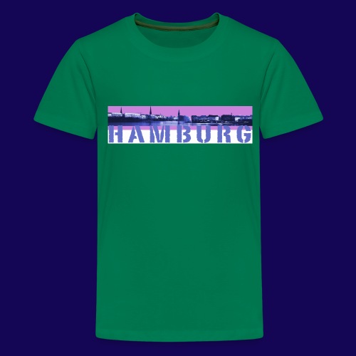 Binnenalster Panorama: pink/blau mit Hamburg Logo - Teenager Premium T-Shirt