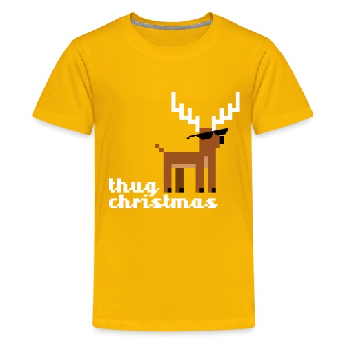 Christmas Xmas Deer Pixel Funny - Teenage Premium T-Shirt