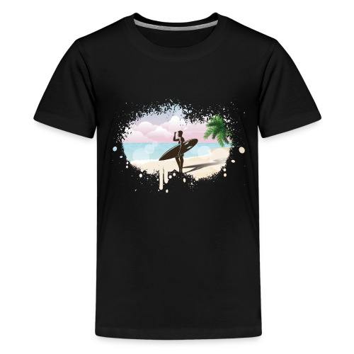 Strand Surfer Schatten Palme Ozean - Teenager Premium T-Shirt