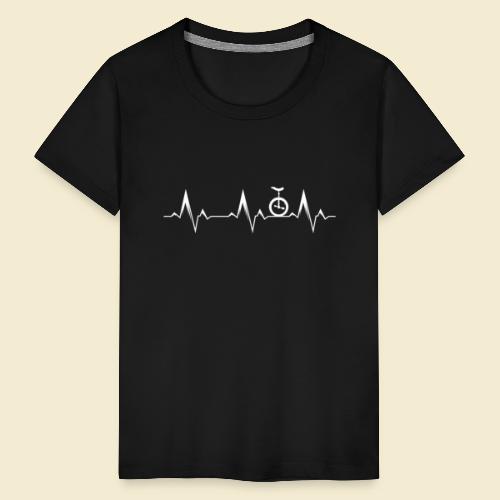 Einrad | Unicycling | Heart Monitor Downhill White - Teenager Premium T-Shirt