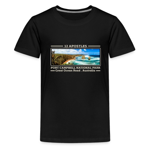 Australien: Panorama Great Ocean Road in Logo-Form - Teenager Premium T-Shirt
