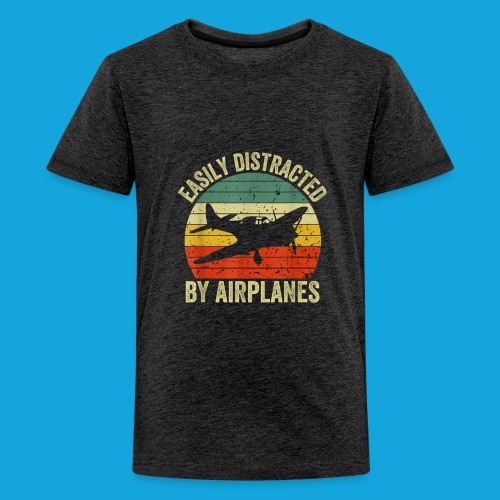 Easily Distracted by Airplanes - Teenager Premium T-Shirt