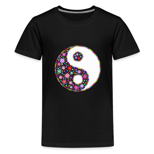 Yin und Yang weiss mit Blumen - Teenager Premium T-Shirt