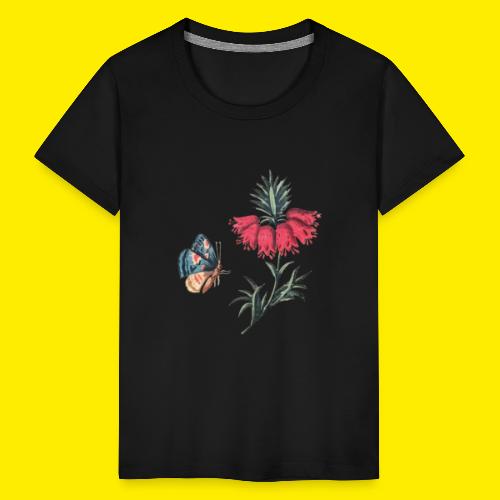 Vliegende vlinder met bloemen - Teenager Premium T-shirt