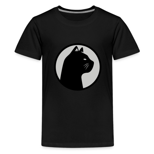 Blason Chat noir noir et gris - T-shirt Premium Ado