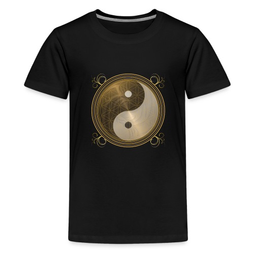 golden Dragon Yin Yang flower of live sun energy - Teenager Premium T-Shirt