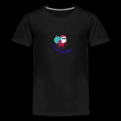 xmas santa i come with gifts violett - Teenager Premium T-Shirt