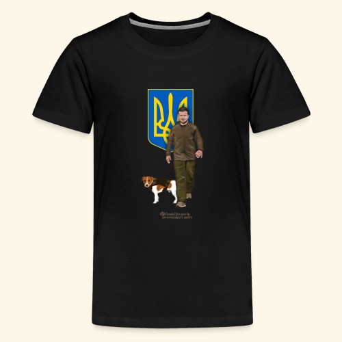 Ukraine Trysub Hund Patron und Präsident Zelensky - Teenager Premium T-Shirt