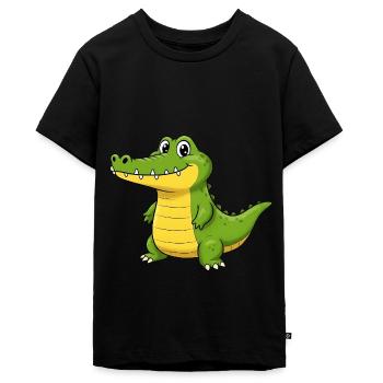 Dessin animé animalier crocodile - T-shirt Premium bio Ado - noir - Devant - AI Model Teenager Male light (155cm)