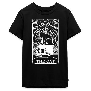 Tarot Cat Skull Shirt - Teenager Premium Organic T-Shirt - black - Front - AI Model Teenager Male light (155cm)