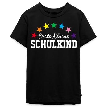 ERSTE KLASSE SCHULKIND 2025 - ERSTER SCHULTAG - Teenager Premium Bio T-Shirt - Schwarz - Vorne - AI Model Teenager Male light (155cm)