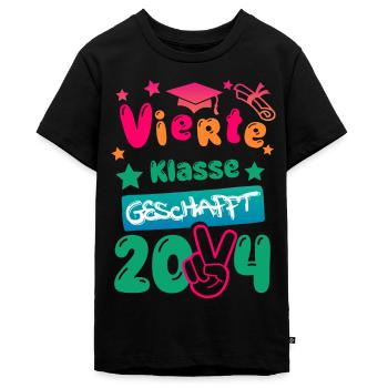 Vierte Klasse geschafft - Zeugnis - 2024 - Teenager Premium Bio T-Shirt - Schwarz - Vorne - AI Model Teenager Male light (155cm)