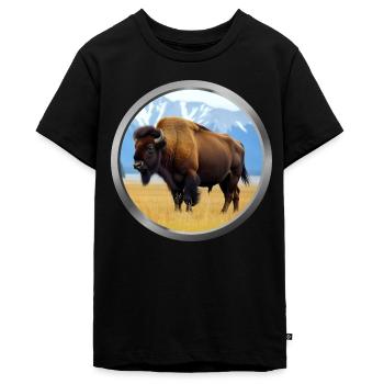 Bison - Teenager Premium Organic T-Shirt - black - Front - AI Model Teenager Male light (155cm)