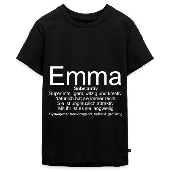Name Definition Emma - Teenager Premium Bio T-Shirt - Schwarz - Vorne - AI Model Teenager Male light (155cm)