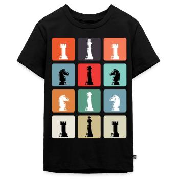 Pions vintage - T-shirt Premium bio Ado - noir - Devant - AI Model Teenager Male light (155cm)